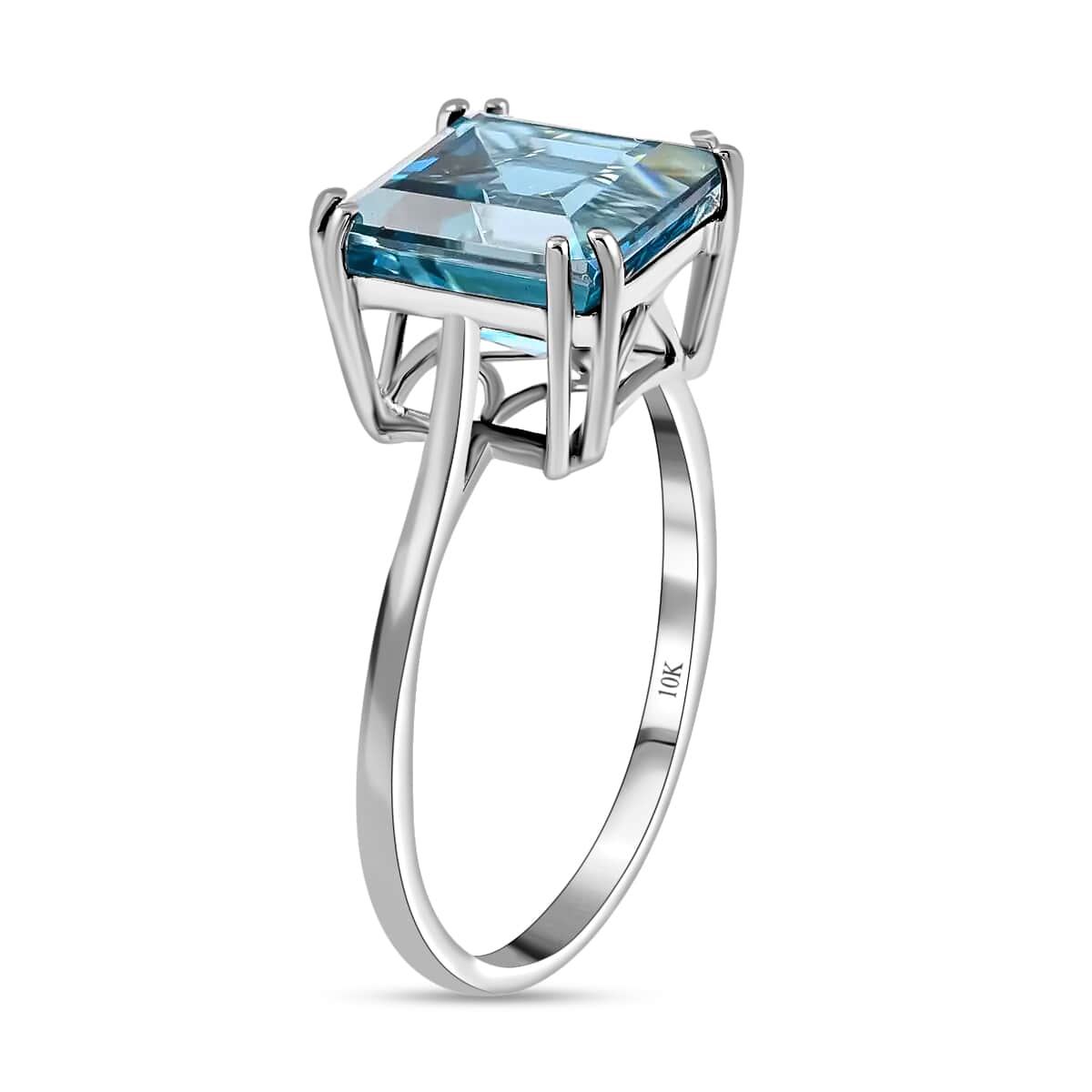 LUXORO 10K White Gold AAA London Blue Topaz Solitaire Ring 6.00 ctw image number 3