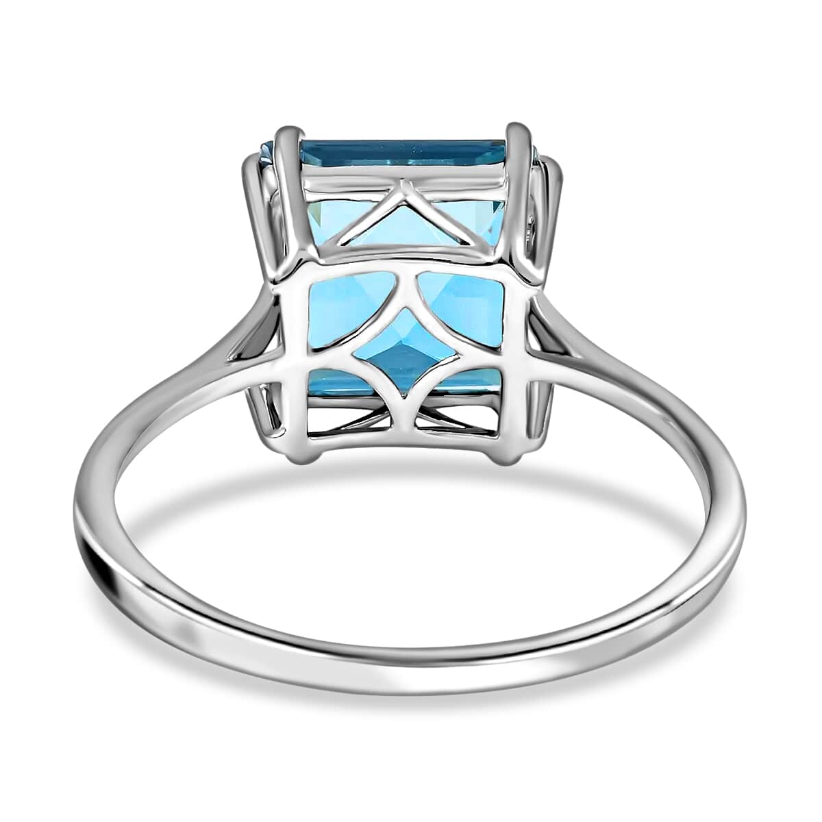 LUXORO 10K White Gold AAA London Blue Topaz Solitaire Ring 6.00 ctw image number 4