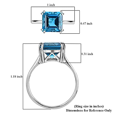 Luxoro 10K White Gold AAA London Blue Topaz Solitaire Ring (Size 7.0) 6.00 ctw