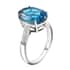 Luxoro AAA London Blue Topaz Ring, Certified & Appraised Blue Topaz Ring, Diamond Accent Ring, 10K White Gold, Wedding Rings 7.25 ctw (Size 6) image number 3