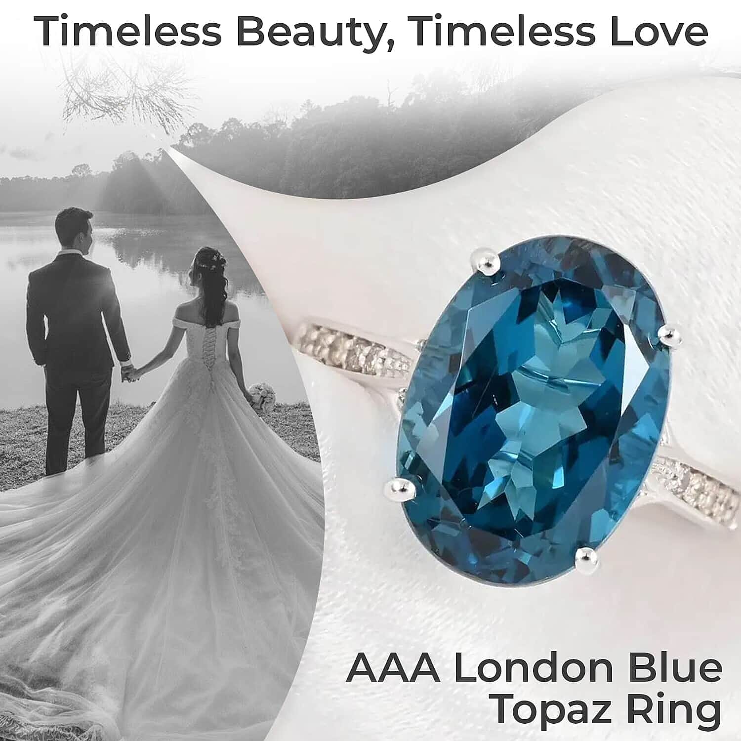 Luxoro AAA London Blue Topaz Ring, Certified & Appraised Blue Topaz Ring, Diamond Accent Ring, 10K White Gold, Wedding Rings 7.20 ctw (Size 6)