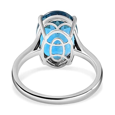 Luxoro AAA London Blue Topaz Ring, Certified & Appraised Blue Topaz Ring, Diamond Accent Ring, 10K White Gold, Wedding Rings 7.20 ctw (Size 6)