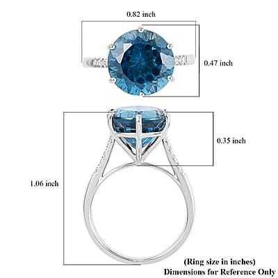 Certified & Appraised Luxoro 10K White Gold AAA London Blue Topaz and G-H I1 Diamond Ring (Size 6.0) 6.35 ctw