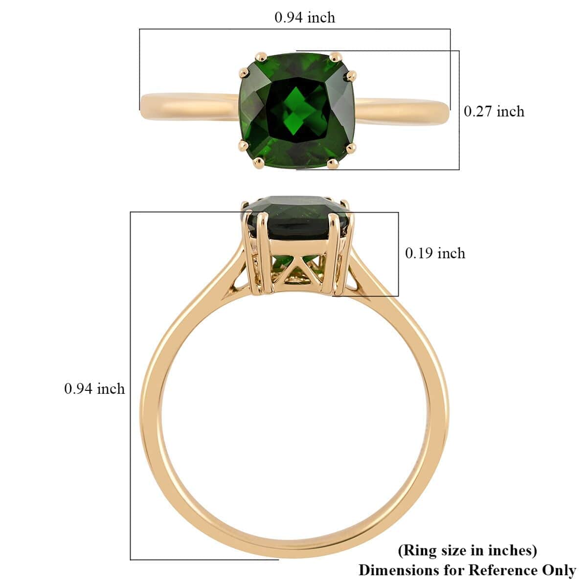 Certified Luxoro 10K Yellow Gold AAA Chrome Diopside Solitaire Ring (Size 6.0) 1.60 ctw image number 4