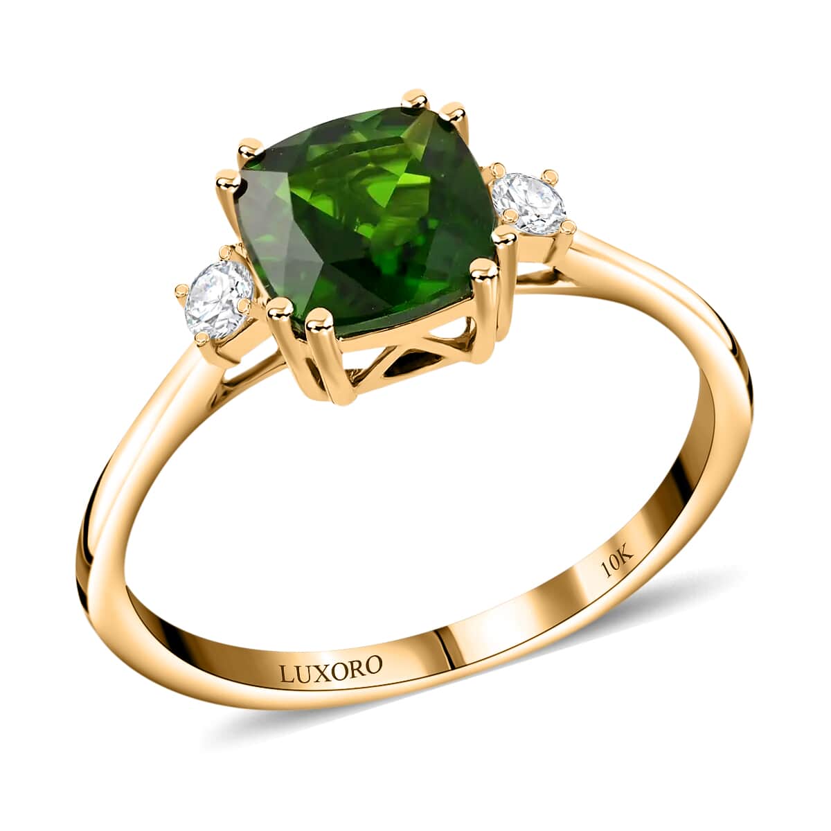 Certified & Appraised LUXORO 10K Yellow Gold AAA Natural Chrome Diopside and G-H I1 Diamond Ring 1.70 ctw image number 0