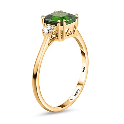 Certified & Appraised Luxoro AAA Chrome Diopside and G-H I1 Diamond 1.70 ctw Ring in 10K Yellow Gold (Size 10.0)