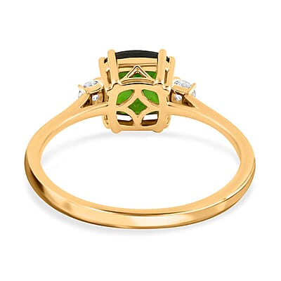 Certified & Appraised Luxoro AAA Chrome Diopside and G-H I1 Diamond 1.70 ctw Ring in 10K Yellow Gold (Size 10.0)