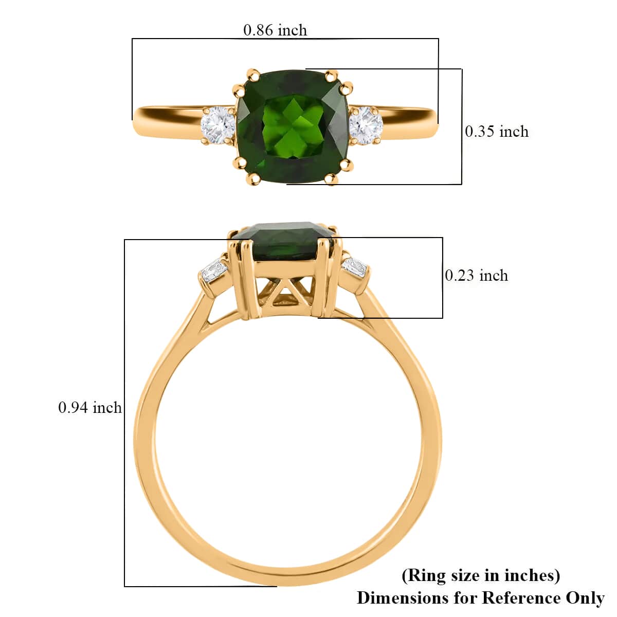 Certified & Appraised LUXORO 10K Yellow Gold AAA Natural Chrome Diopside and G-H I1 Diamond Ring 1.70 ctw image number 4