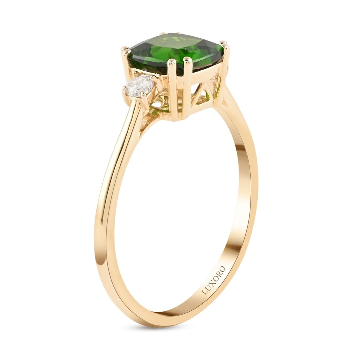 Certified & Appraised Luxoro AAA Chrome Diopside and G-H I1 Diamond 1.70 ctw Ring in 10K Yellow Gold (Size 8.0) image number 2