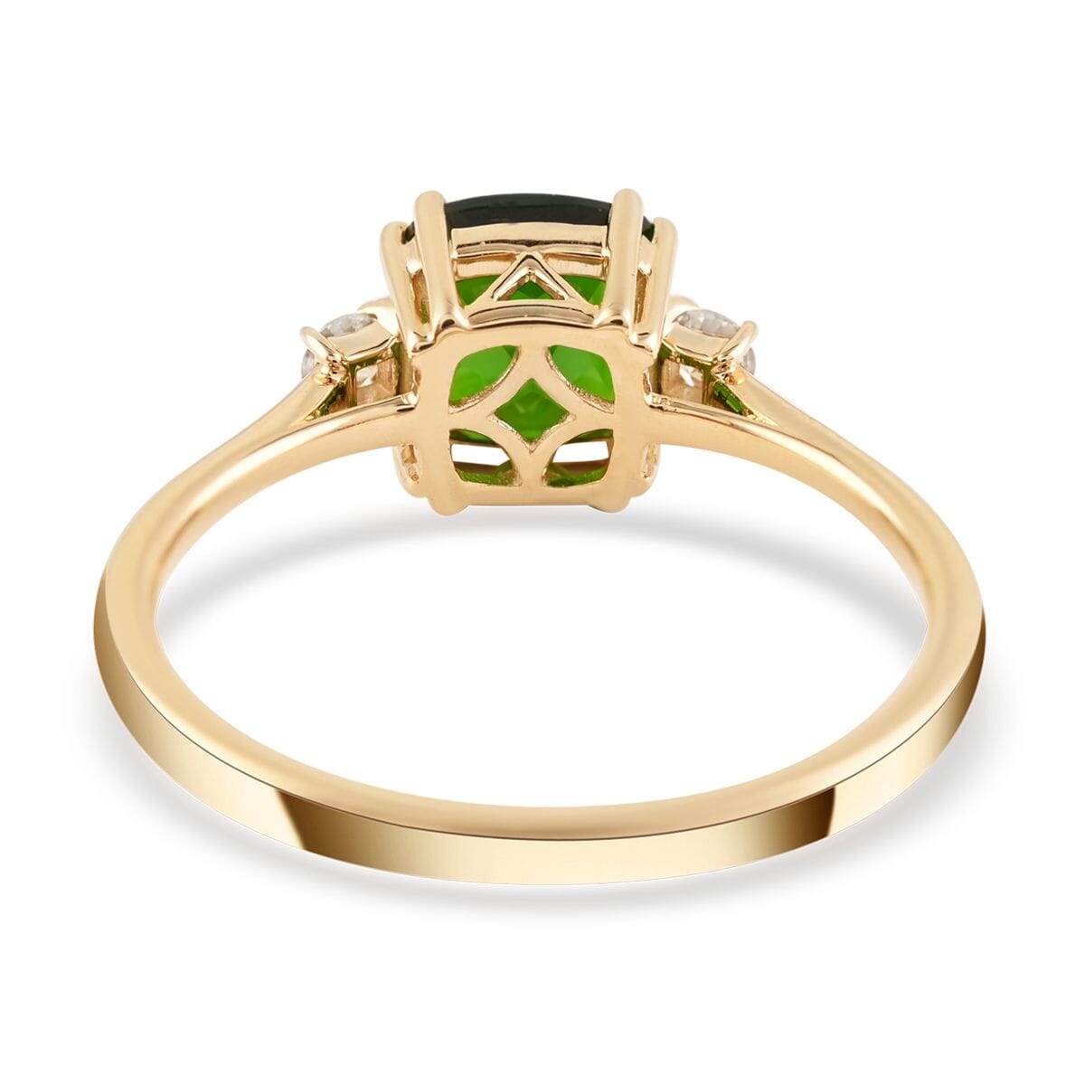 Certified & Appraised Luxoro AAA Chrome Diopside and G-H I1 Diamond 1.70 ctw Ring in 10K Yellow Gold (Size 8.0) image number 3