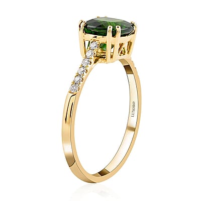 Certified& Appraised Luxoro AAA Chrome Diopside and G-H I1 Diamond 1.70 ctw Ring in 10K Yellow Gold (Size 10.0)