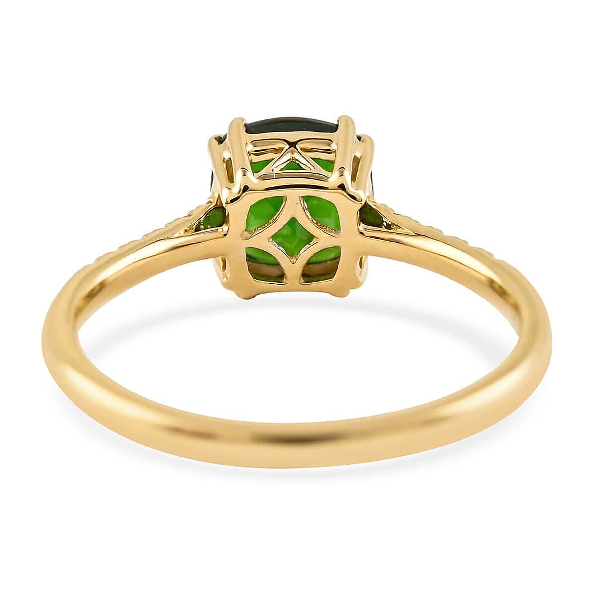Certified& Appraised Luxoro AAA Chrome Diopside and G-H I1 Diamond 1.70 ctw Ring in 10K Yellow Gold (Size 10.0)