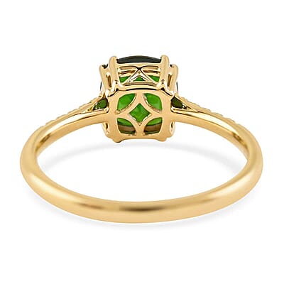 Certified& Appraised Luxoro AAA Chrome Diopside and G-H I1 Diamond 1.70 ctw Ring in 10K Yellow Gold (Size 10.0)