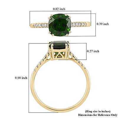 Certified& Appraised Luxoro AAA Chrome Diopside and G-H I1 Diamond 1.70 ctw Ring in 10K Yellow Gold (Size 10.0)