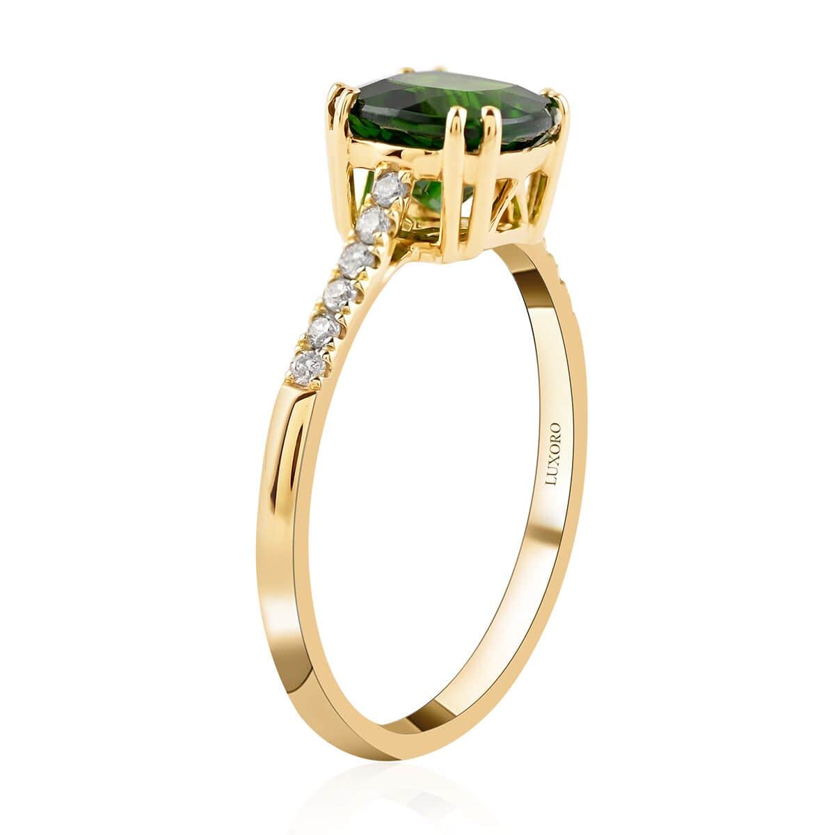 Certified Luxoro 10K Yellow Gold AAA Chrome Diopside and G-H I1 Diamond Ring (Size 6.0) 1.70 ctw image number 2