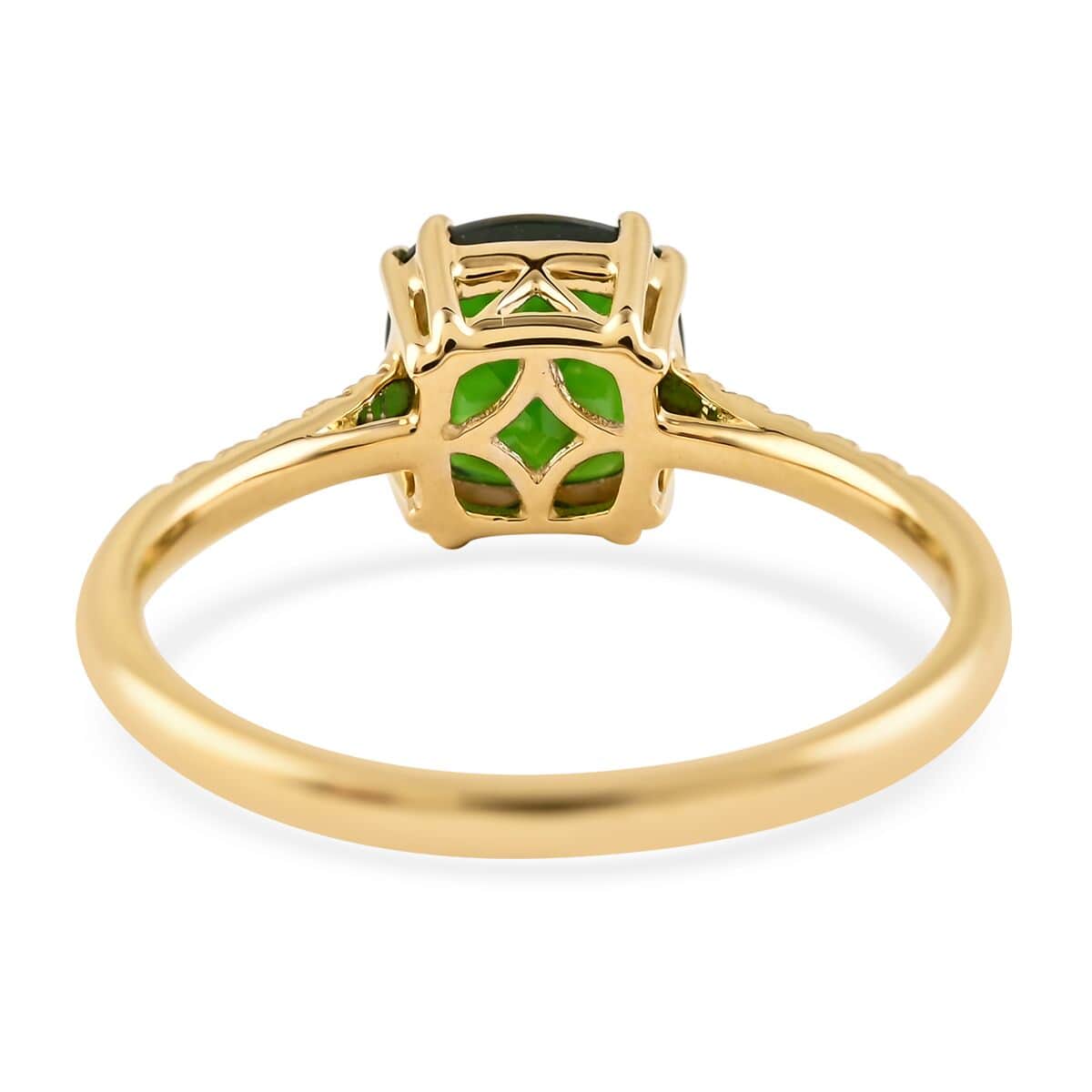 Certified Luxoro 10K Yellow Gold AAA Chrome Diopside and G-H I1 Diamond Ring (Size 6.0) 1.70 ctw image number 3