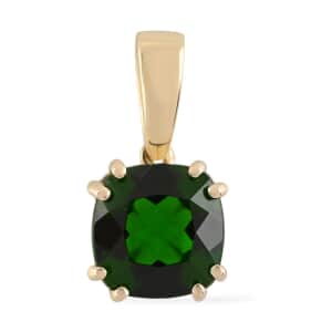 Certified & Appraised Luxoro 10K Yellow Gold AAA Chrome Diopside Solitaire Pendant 1.60 ctw