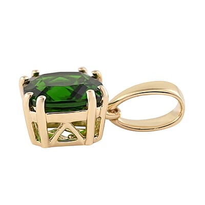 Certified & Appraised Luxoro 10K Yellow Gold AAA Chrome Diopside Solitaire Pendant 1.60 ctw