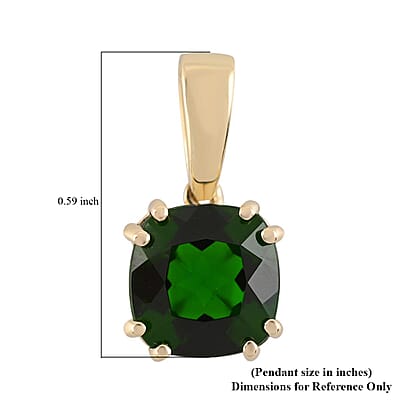 Certified & Appraised Luxoro 10K Yellow Gold AAA Chrome Diopside Solitaire Pendant 1.60 ctw