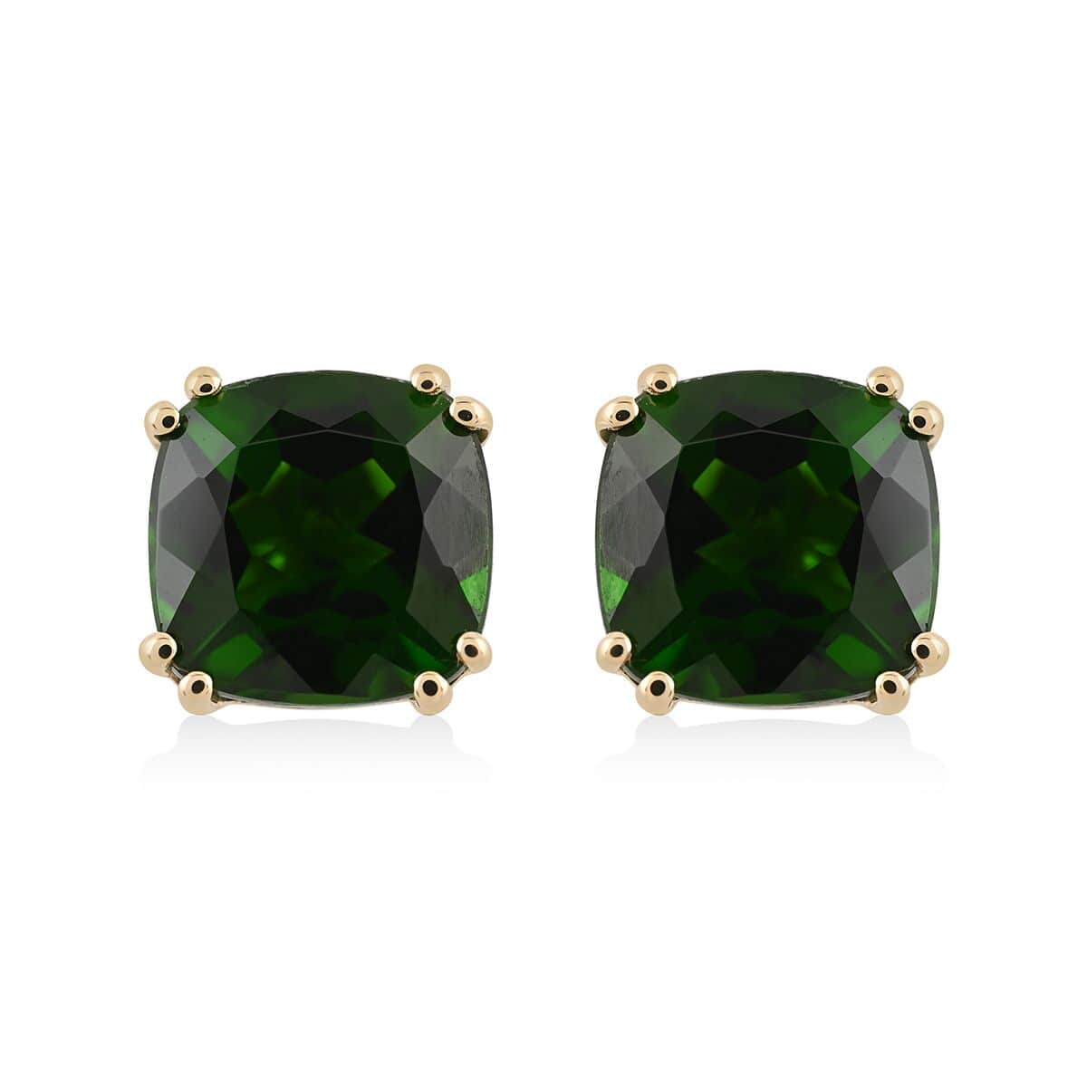 Certified & Appraised Luxoro 10K Yellow Gold AAA Chrome Diopside Solitaire Stud Earrings 3.15 ctw image number 0