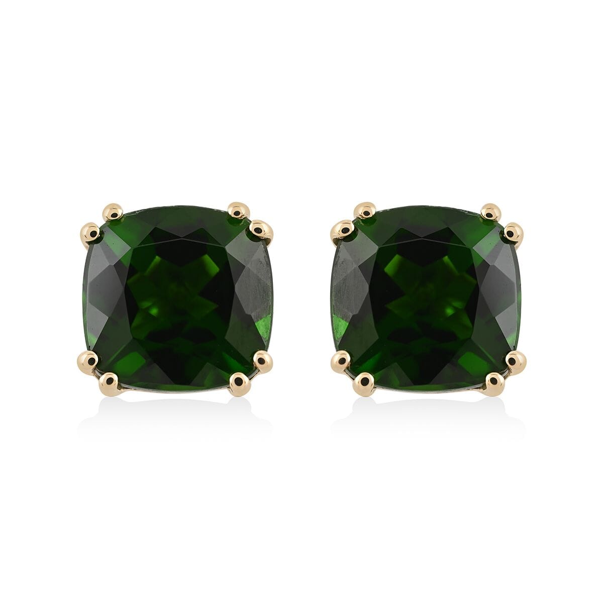 Certified & Appraised Luxoro 10K Yellow Gold AAA Chrome Diopside Solitaire Stud Earrings 3.15 ctw image number 0