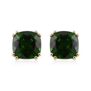 Certified & Appraised Luxoro 10K Yellow Gold AAA Chrome Diopside Solitaire Stud Earrings 3.15 ctw