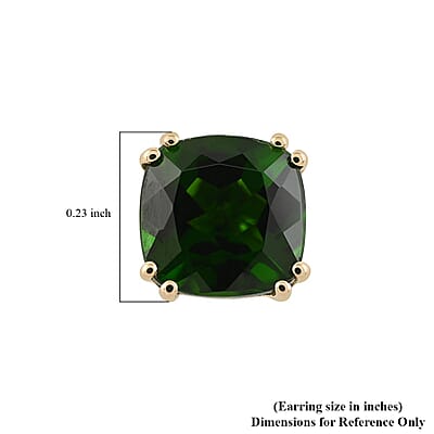 Certified & Appraised Luxoro AAA Chrome Diopside 3.15 ctw Solitaire Stud Earrings in 10K Yellow Gold