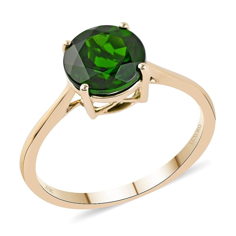 Certified Luxoro 10K Yellow Gold AAA Chrome Diopside Solitaire Ring (Size 10.0) 2.15 ctw