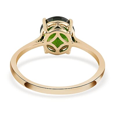 Certified Luxoro 10K Yellow Gold AAA Chrome Diopside Solitaire Ring (Size 10.0) 2.15 ctw