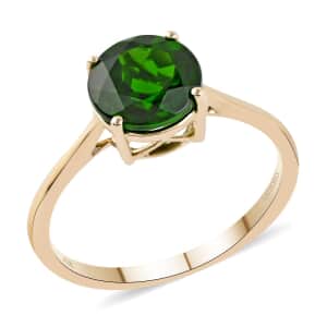 Certified Luxoro 10K Yellow Gold AAA Chrome Diopside Solitaire Ring (Size 7.0) 2.15 ctw