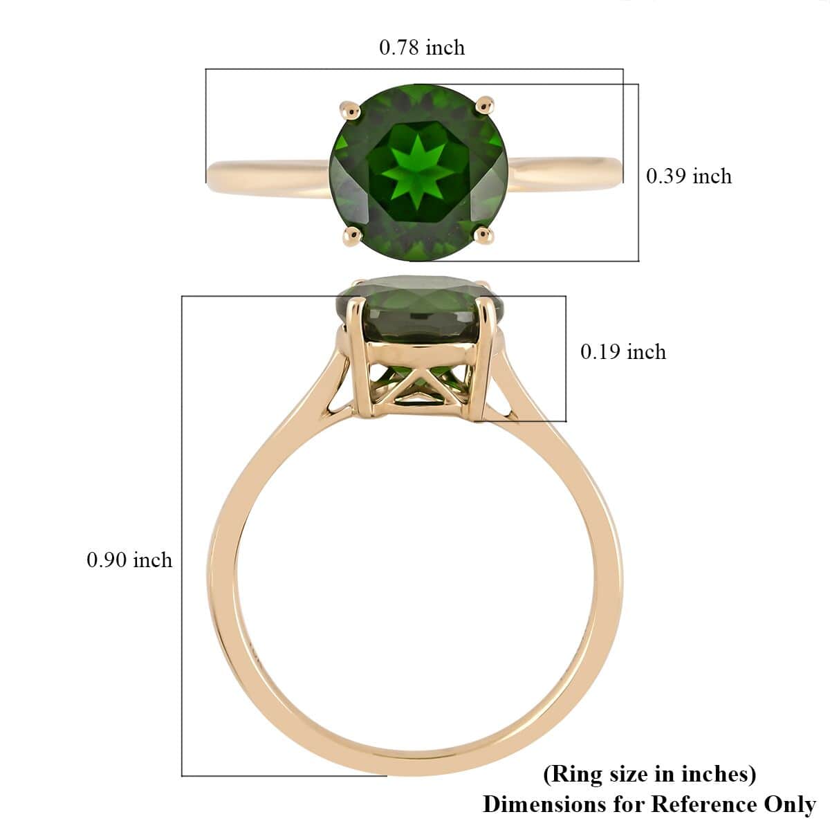 Certified Luxoro 10K Yellow Gold AAA Chrome Diopside Solitaire Ring (Size 7.0) 2.15 ctw image number 4