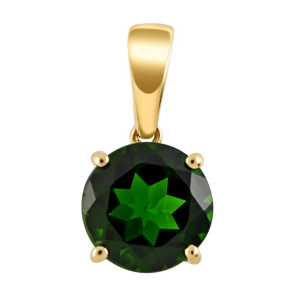 Certified Luxoro 10K Yellow Gold AAA Chrome Diopside Solitaire Pendant 2.15 ctw image number 0