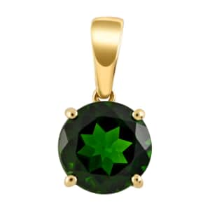 Certified Luxoro 10K Yellow Gold AAA Chrome Diopside Solitaire Pendant 2.15 ctw