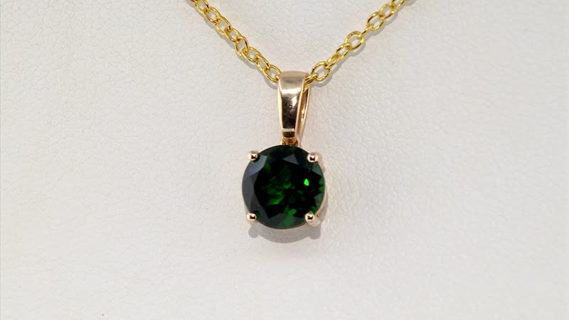 Certified Luxoro 10K Yellow Gold AAA Chrome Diopside Solitaire Pendant 2.15 ctw