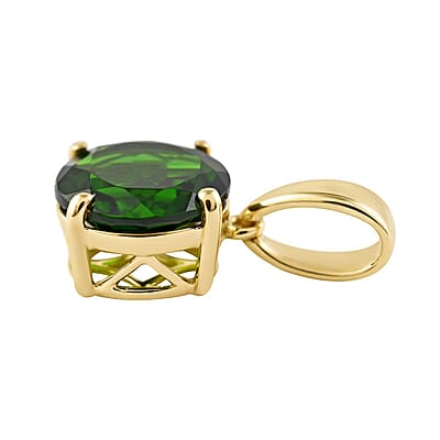 Certified Luxoro 10K Yellow Gold AAA Chrome Diopside Solitaire Pendant 2.15 ctw