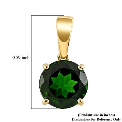 Certified Luxoro 10K Yellow Gold AAA Chrome Diopside Solitaire Pendant 2.15 ctw