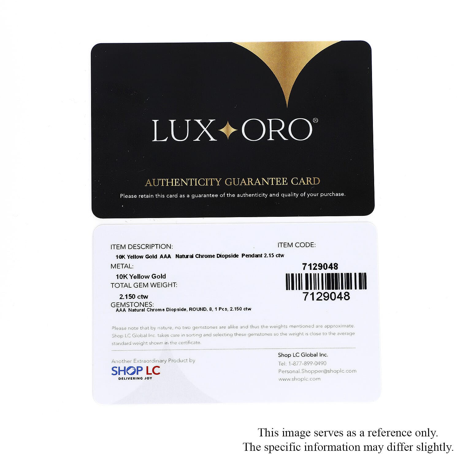 Certified Luxoro 10K Yellow Gold AAA Chrome Diopside Solitaire Pendant 2.15 ctw