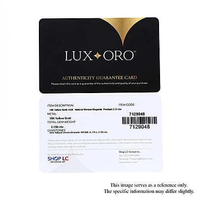 Certified Luxoro 10K Yellow Gold AAA Chrome Diopside Solitaire Pendant 2.15 ctw