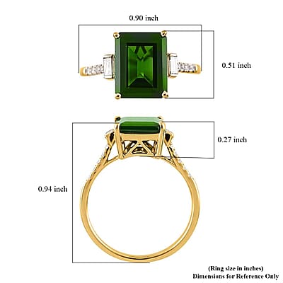 Certified & Appraised Luxoro AAA Chrome Diopside and G-H I1 Diamond 3.65 ctw Ring in 14K Yellow Gold (Size 10.0)