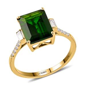 Certified & Appraised Luxoro 14K Yellow Gold AAA Chrome Diopside and G-H I1 Diamond Ring (Size 6.0) 3.65 ctw