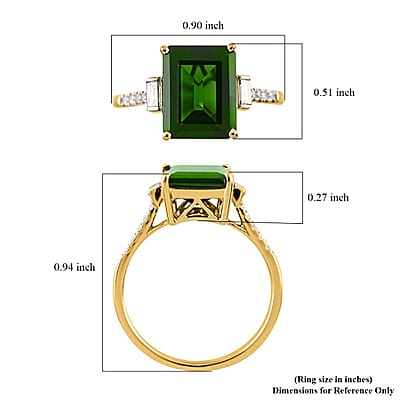 Certified & Appraised Luxoro AAA Chrome Diopside and G-H I1 Diamond 3.65 ctw Ring in 14K Yellow Gold (Size 6.0)