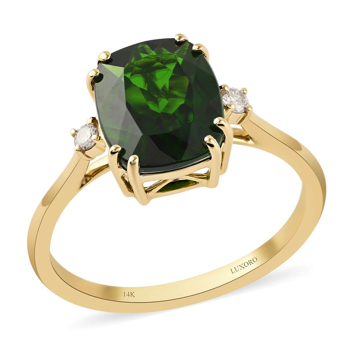 Certified & Appraised LUXORO 14K Yellow Gold AAA Natural Chrome Diopside and G-H I1 Diamond Ring 2.15 Grams 2.90 ctw image number 0