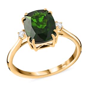 Certified and Appraised Luxoro 14K Yellow Gold AAA Chrome Diopside and G-H I1 Diamond Ring (Size 6.0) 2.90 ctw