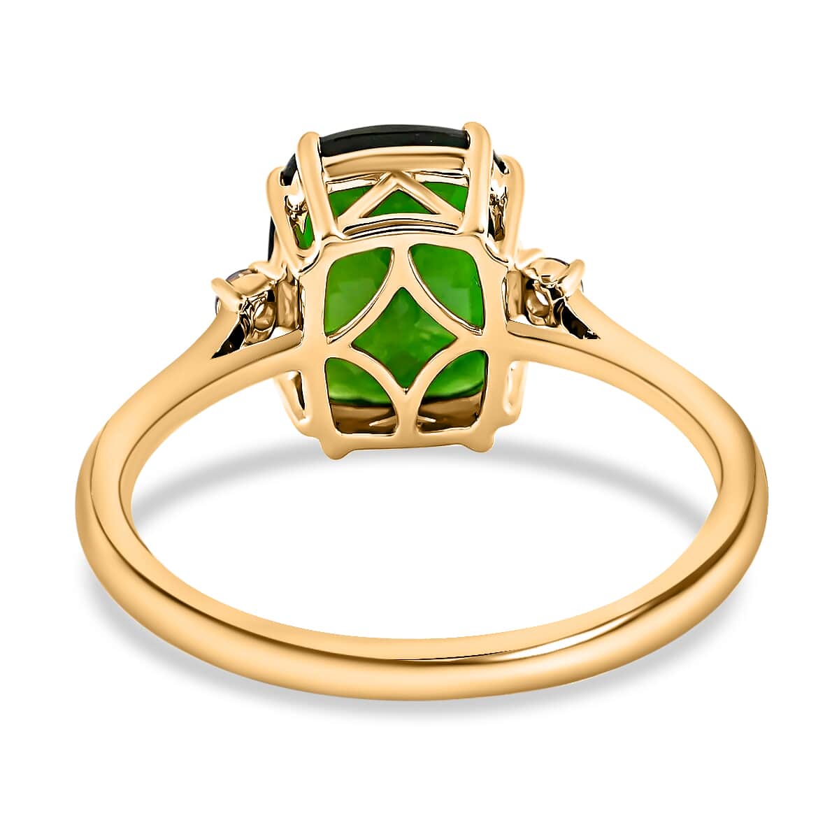 Certified and Appraised Luxoro 14K Yellow Gold AAA Chrome Diopside and G-H I1 Diamond Ring (Size 8.0) 2.90 ctw image number 3