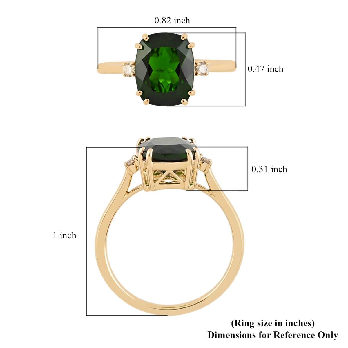 Certified and Appraised Luxoro 14K Yellow Gold AAA Chrome Diopside and G-H I1 Diamond Ring (Size 8.0) 2.90 ctw image number 4