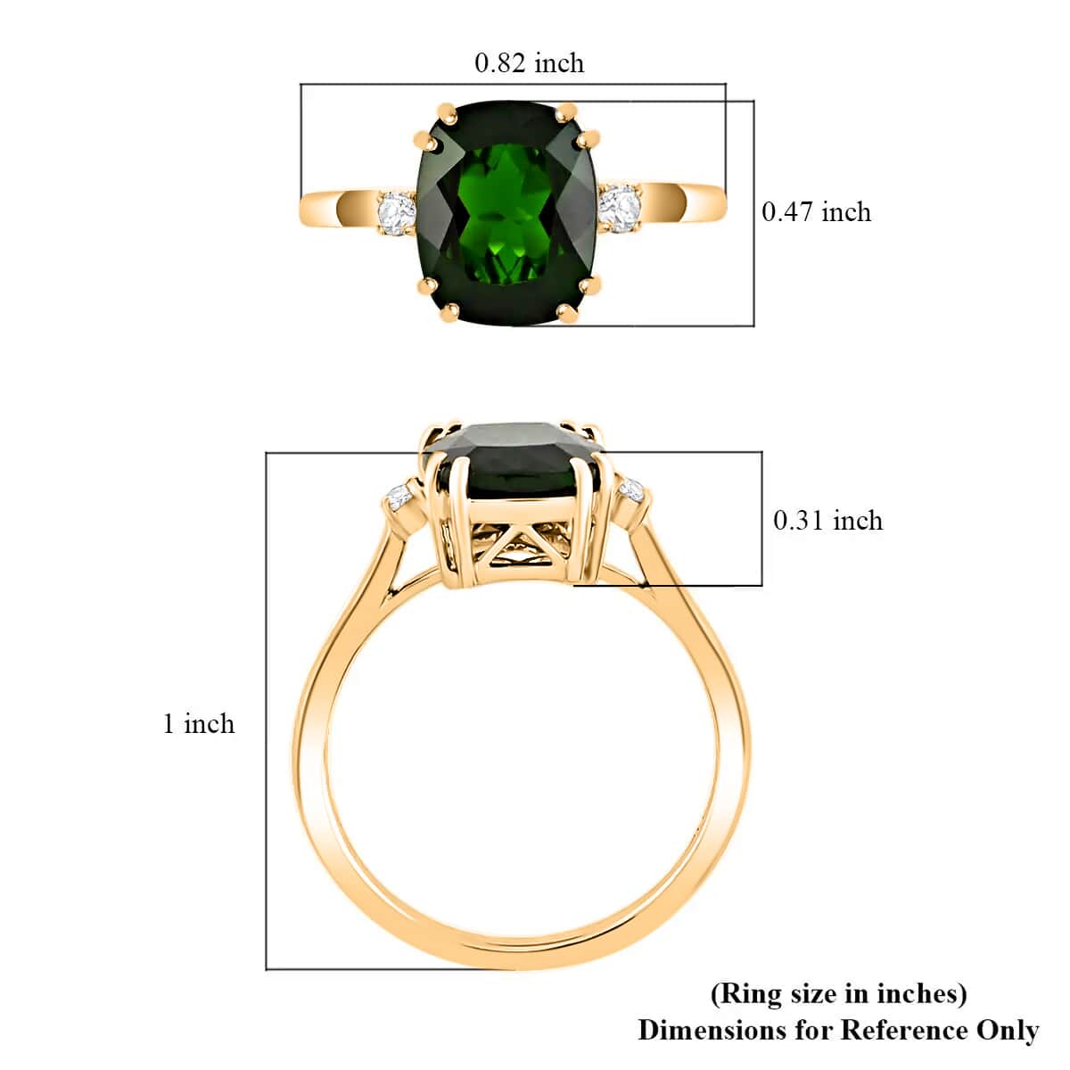 Certified and Appraised Luxoro 14K Yellow Gold AAA Chrome Diopside and G-H I1 Diamond Ring (Size 8.0) 2.90 ctw image number 5