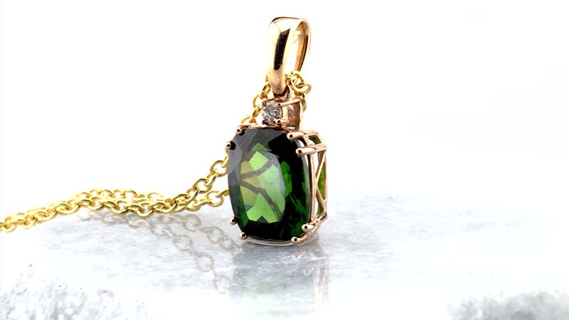 Certified Luxoro 14K Yellow Gold AAA Chrome Diopside, Diamond Accent (G-H, I1) Pendant 2.91 ctw