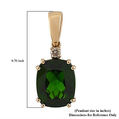 Certified and Appraised Luxoro 14K Yellow Gold AAA Chrome Diopside and G-H I1 Diamond Accent Pendant 2.90 ctw
