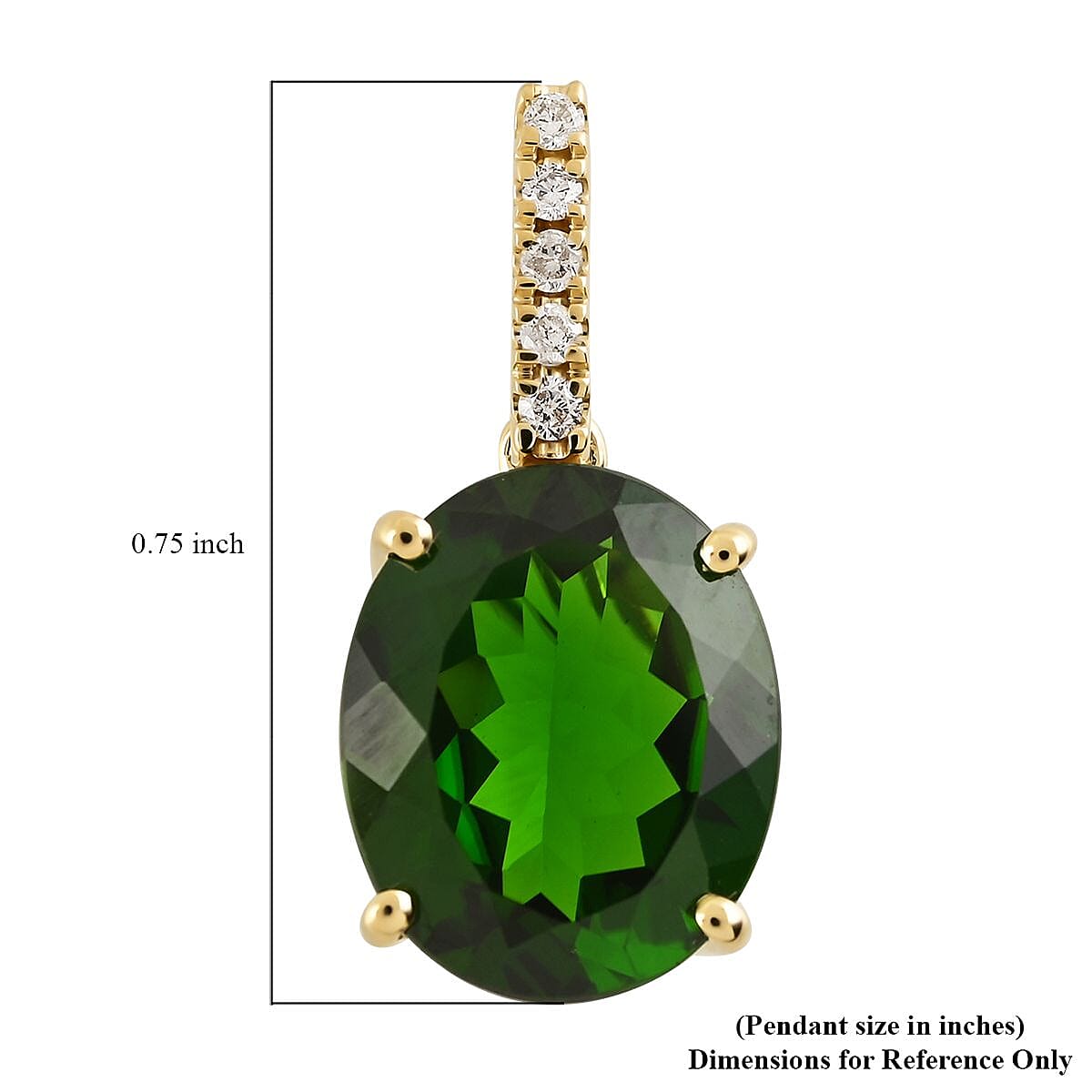 Certified Luxoro 14K Yellow Gold AAA Natural Chrome Diopside and G-H I1 Diamond Pendant 3.60 ctw image number 3
