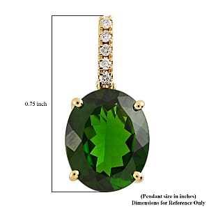 Certified Luxoro 14K Yellow Gold AAA Natural Chrome Diopside and G-H I1 Diamond Pendant 3.60 ctw
